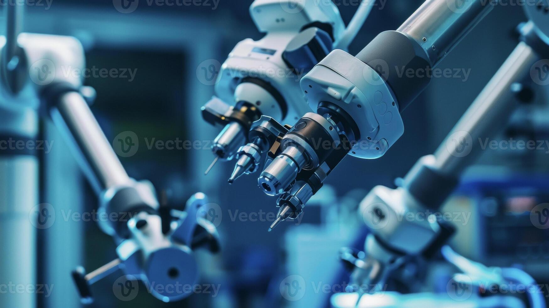 An upclose look at a robotic assistants specialized surgical instruments designed for precise and accurate movements to optimize surgeries photo