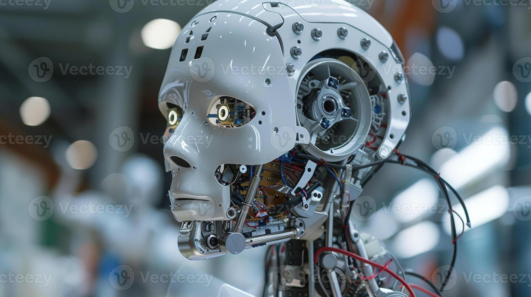 An upclose look at a robotic assistants complex internal mechanisms highlighting the advanced technology behind its precision and accuracy photo