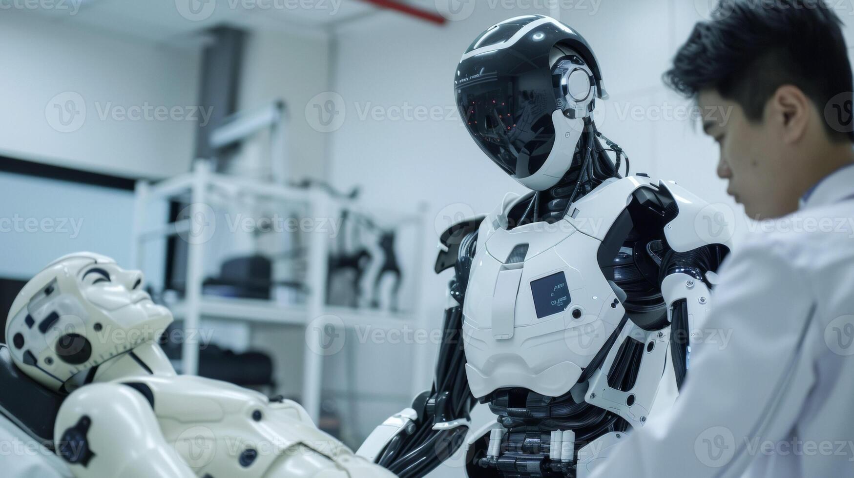 The advanced sensors and artificial intelligence integrated into a robotic the allowing it to adapt and modify therapy exercises according to a stroke survivors progress an photo