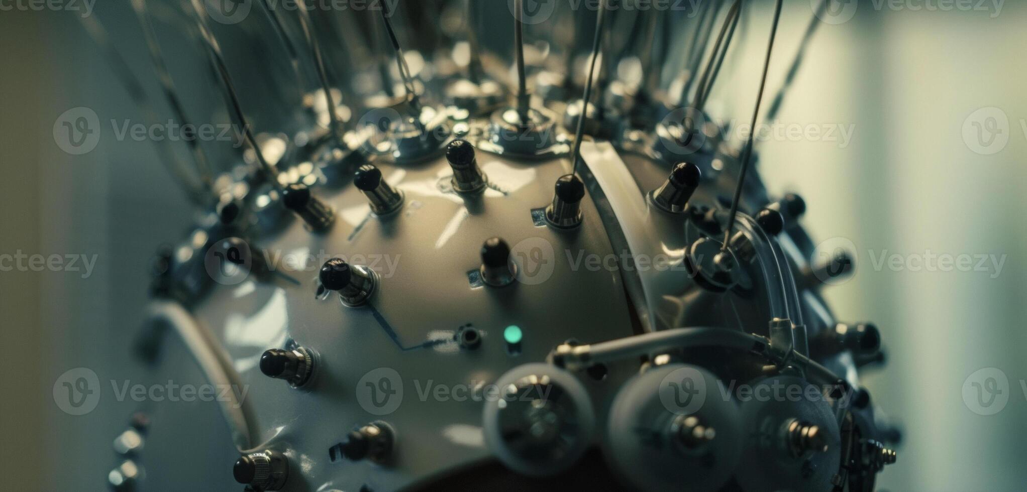 A closeup of a scalp stimulation device with multiple electrodes resembling a modernized version of an oldfashioned head massager photo