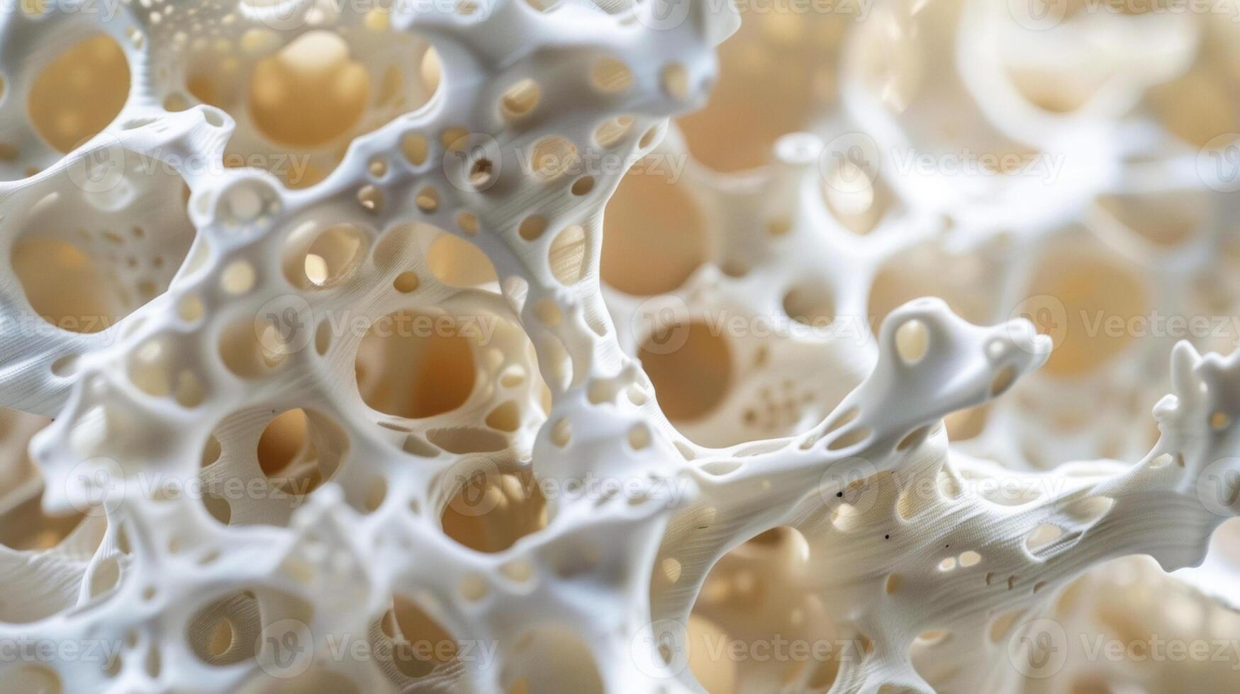 Closeup of a 3D printed scaffold a porous structure used to guide the growth and development of printed tissues photo