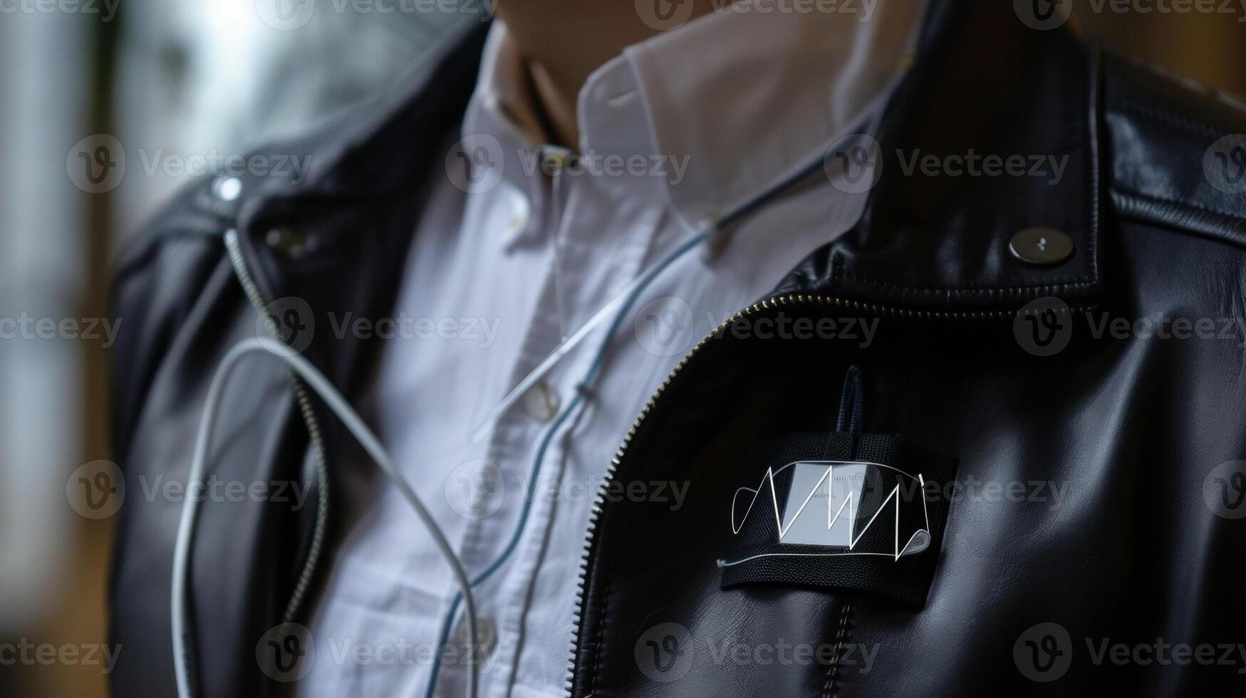 A thin discreet patch with embedded electrodes worn on the chest to continuously collect and analyze ECG data photo