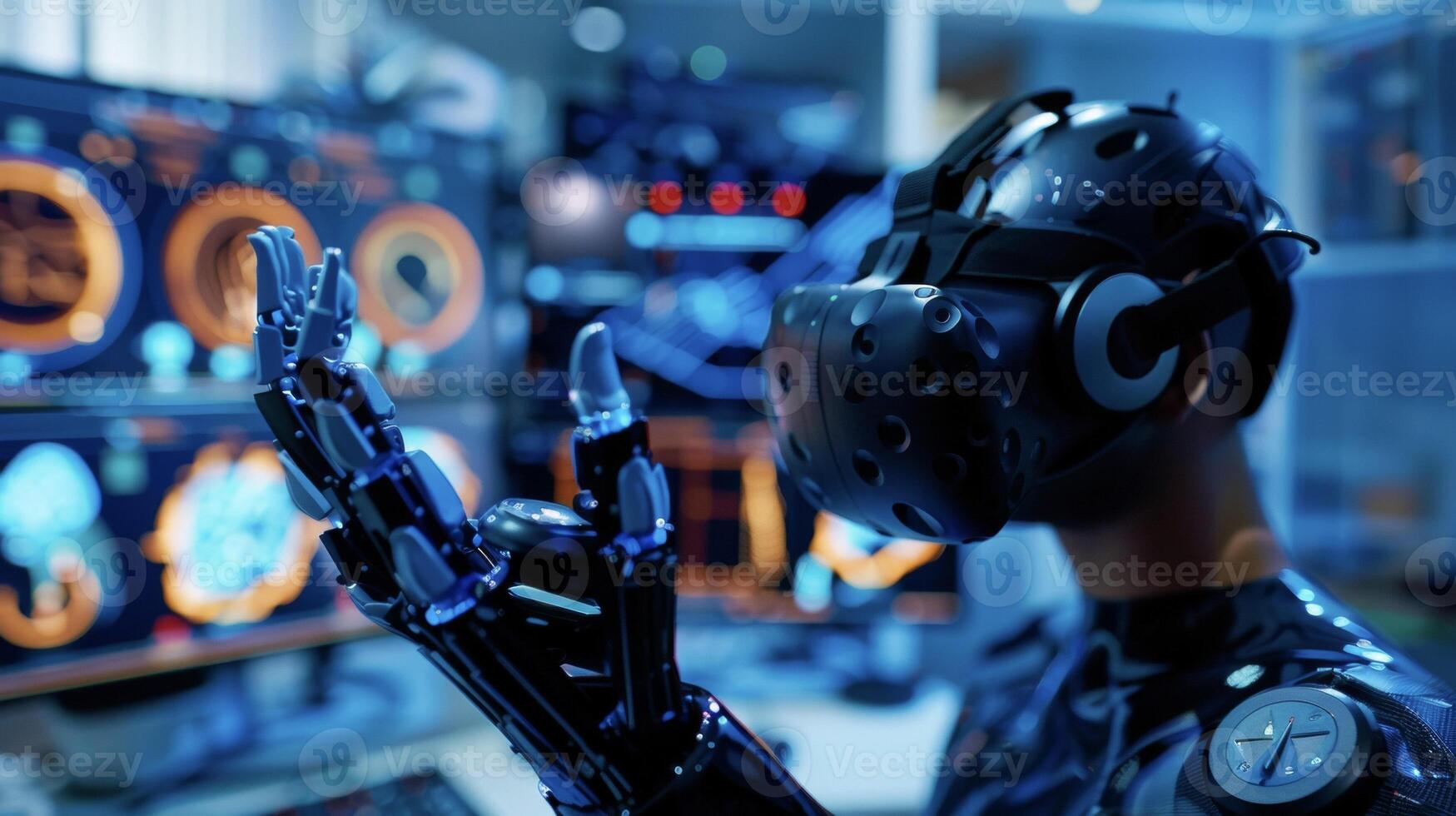A closeup of a persons hand holding a virtual reality controller showcasing the use of biofeedback in VR pain management programs to track and regulate changes in physiology photo