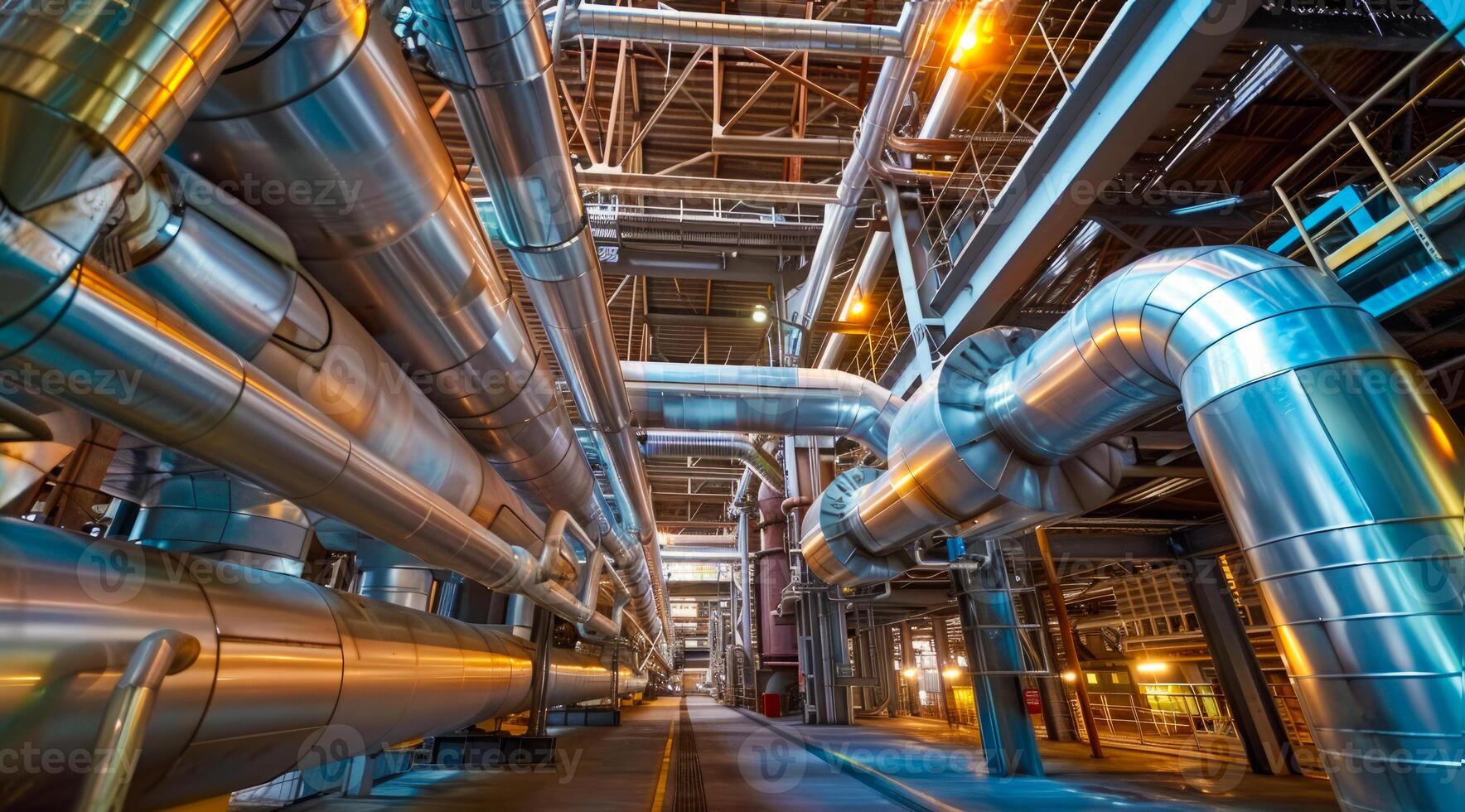 A large industrial pipe system in a refinery with advanced technology photo