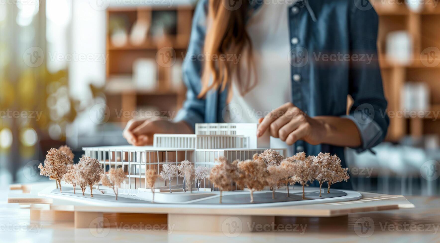 City and residential planning. Project development in the architect office, creative modern design photo