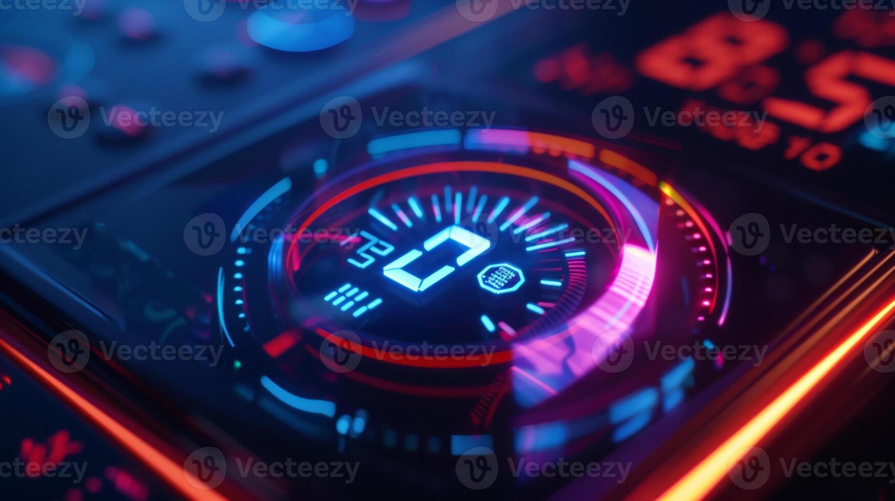 A digital display showing the status of the climate control system such as whether it is turned on or off and the current settings photo