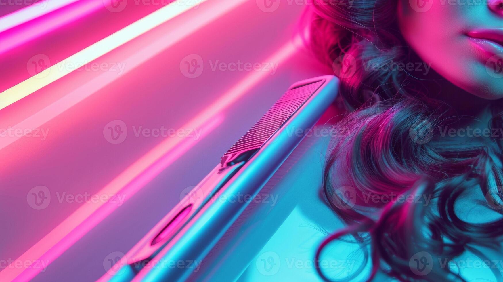The curved edges of a hair straightener perfect for creating smooth bouncy curls photo