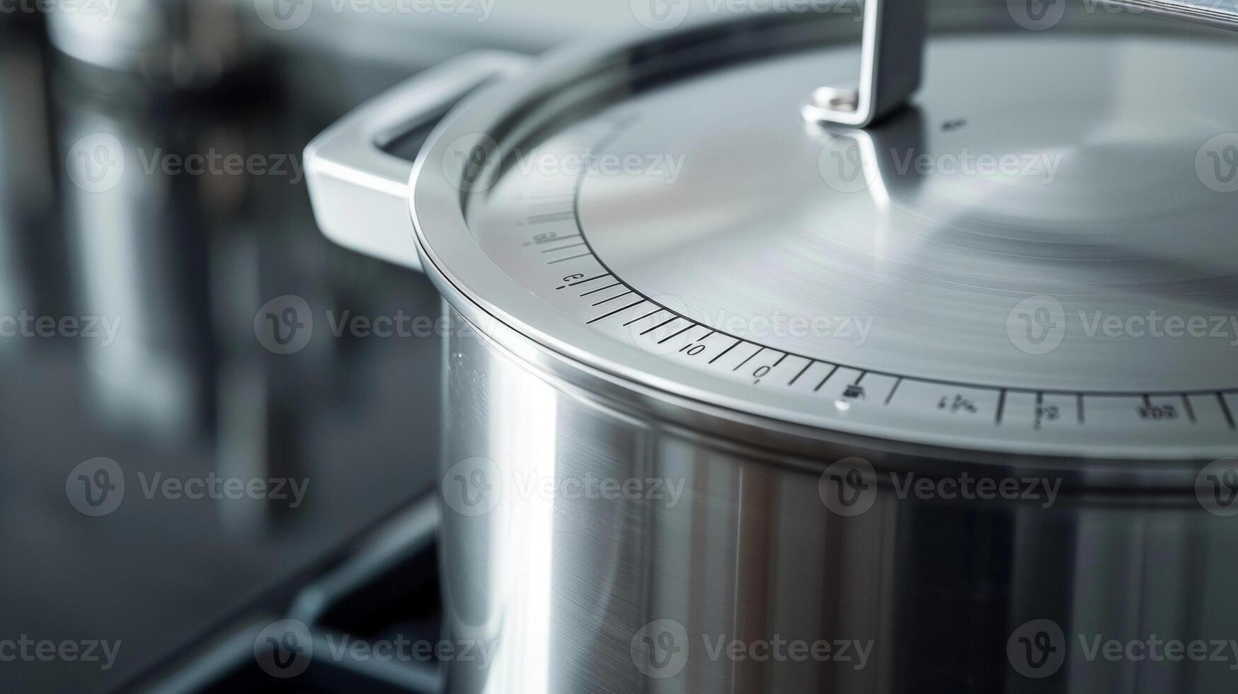 A detailed view of the cooking pot featuring measurement markings for precise cooking photo