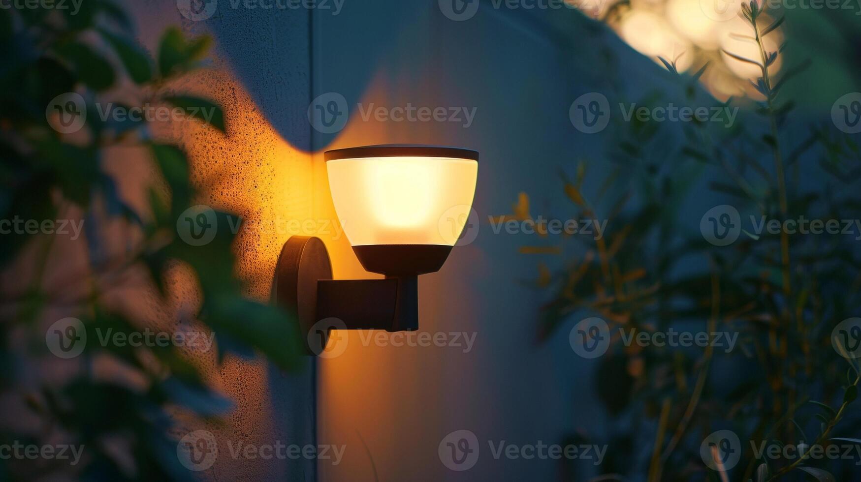 A picture of a motion sensor light with a frosted glass cover softly diffusing the light and creating a warm glow photo