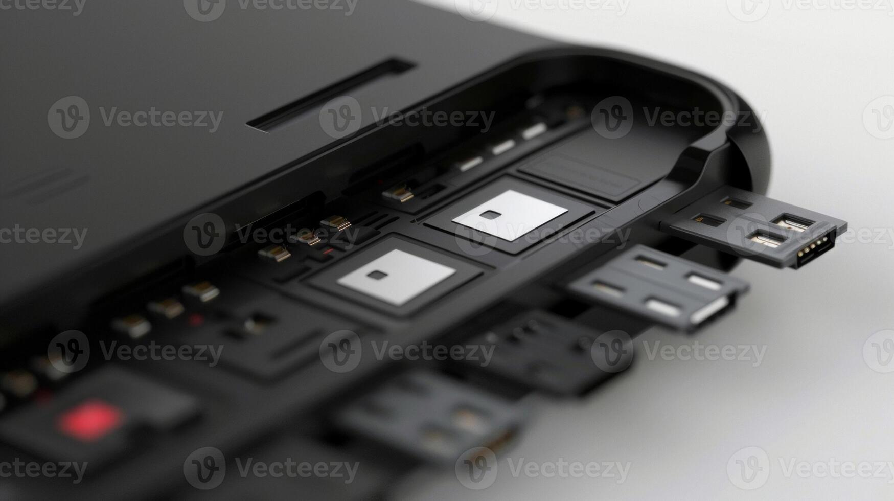 A detailed shot of the frames builtin memory card slots eliminating the need for cords or USB drives photo
