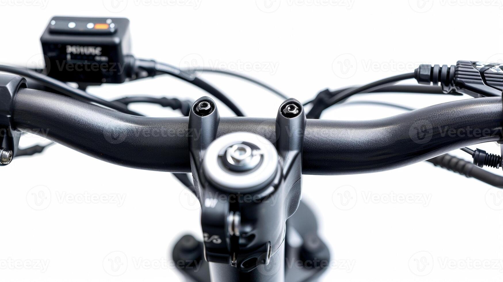 The handlebars with safety features such as an emergency shutoff button and a triggerstyle power switch photo