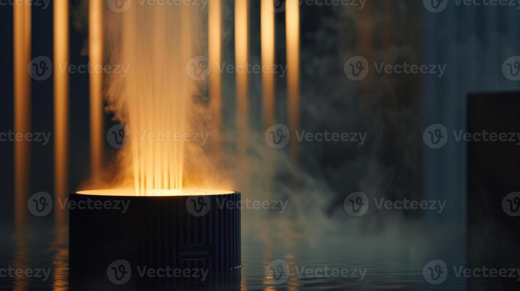 A humidifiers mist output resembling a soft and gentle waterfall creating a calming ambiance photo