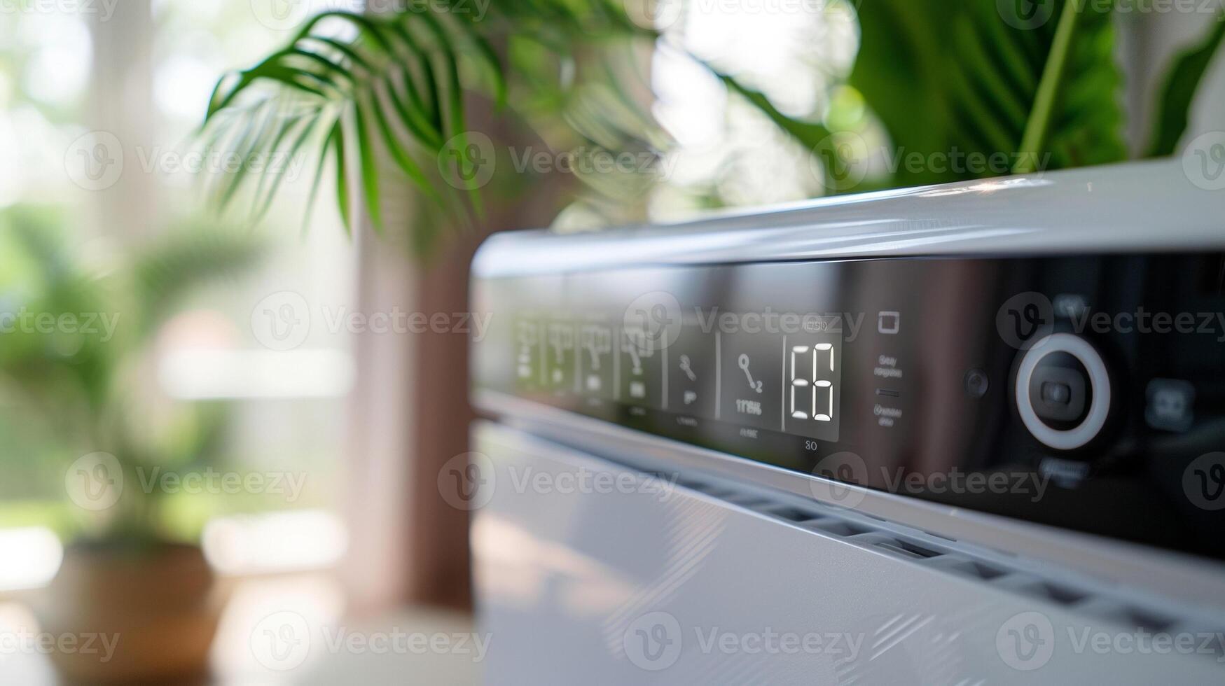 The control panel of an air purifier featuring various settings such as fan speed timer and filter replacement reminder photo