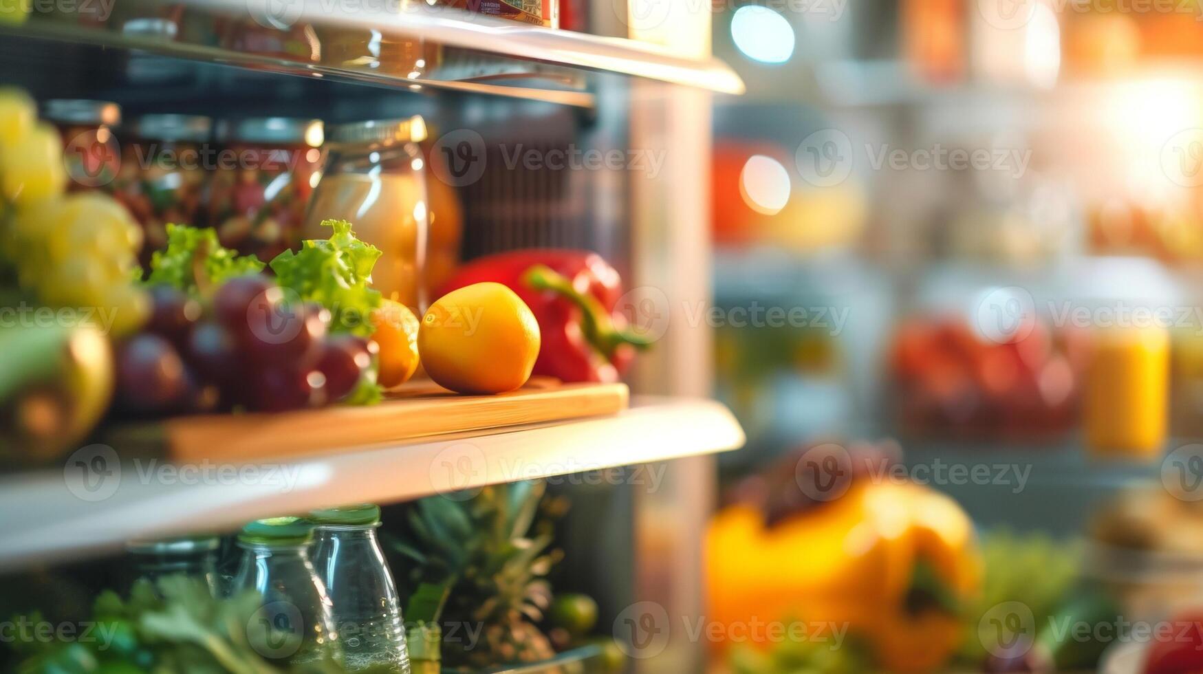 The fridge has a builtin light that illuminates its contents when od photo