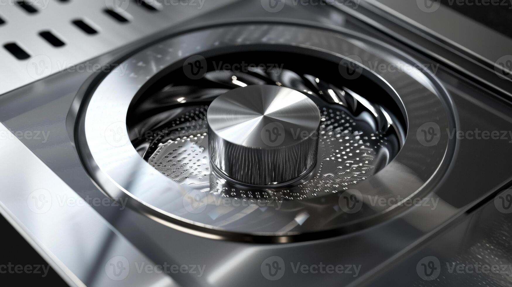A view of a blenders blade from above showcasing its sharp edges and multilevel design photo