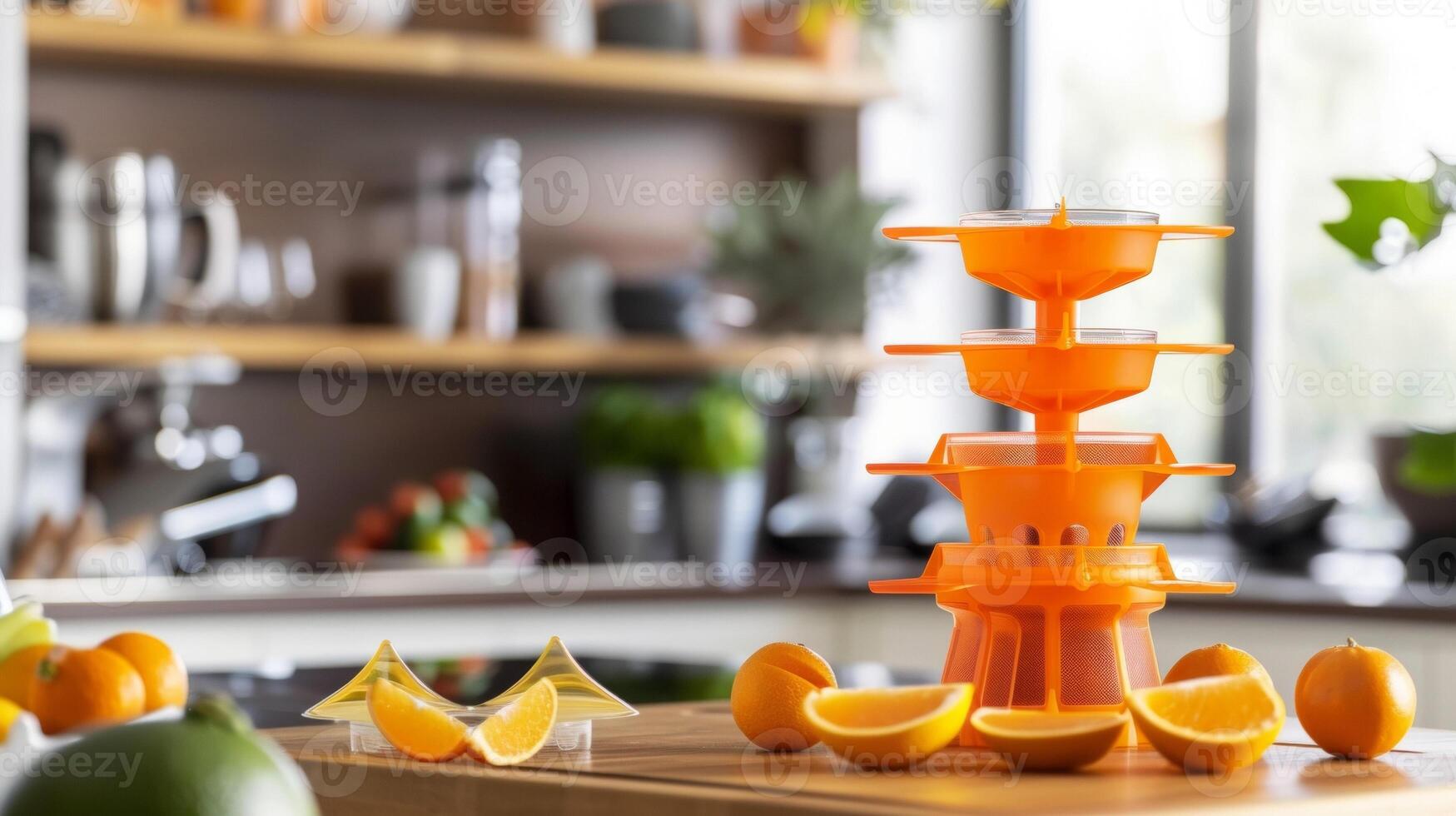 A citrus juicer with multiple interchangeable cones ready to extract