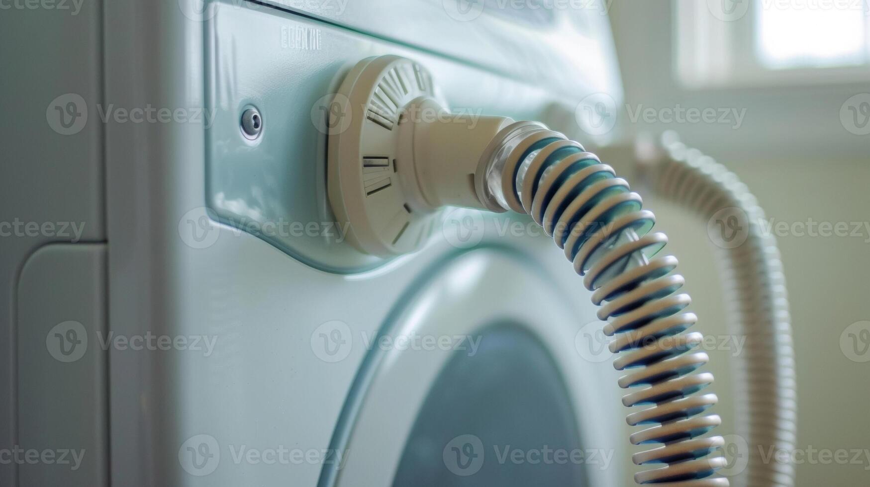 A long coiled power cord allows the dryer to be plugged into a nearby outlet for operation photo