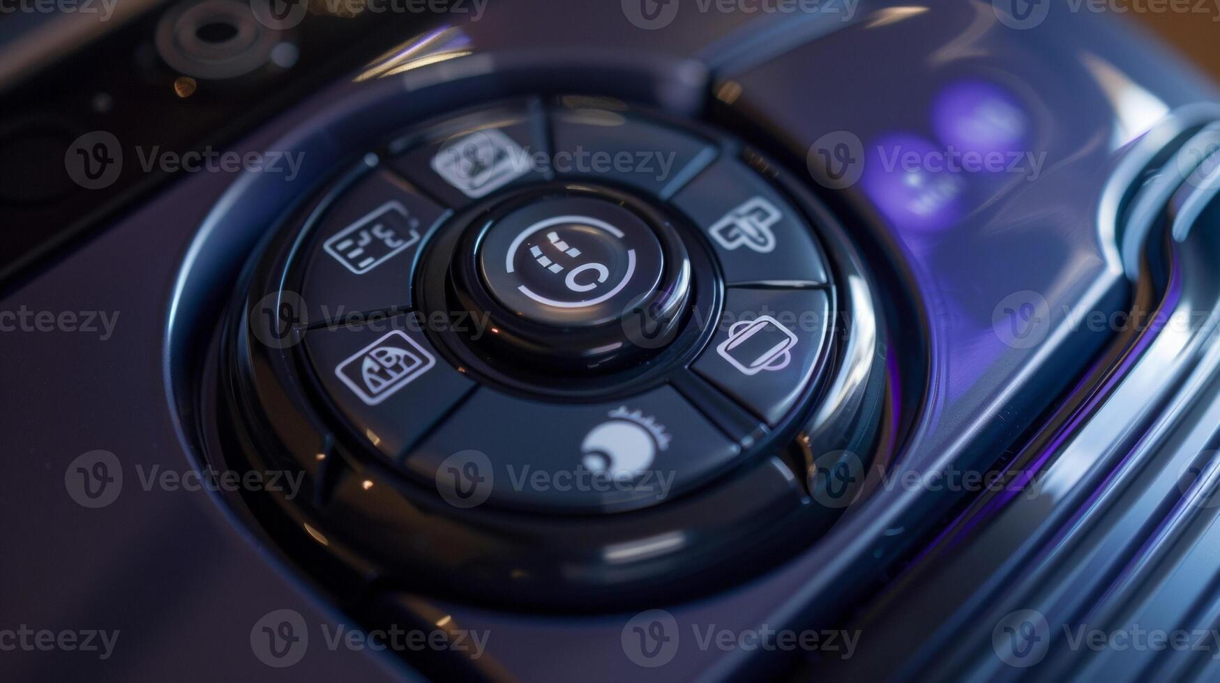 The power button is prominently displayed on the vacuum cleaners control panel with easytoread icons for different suction levels photo
