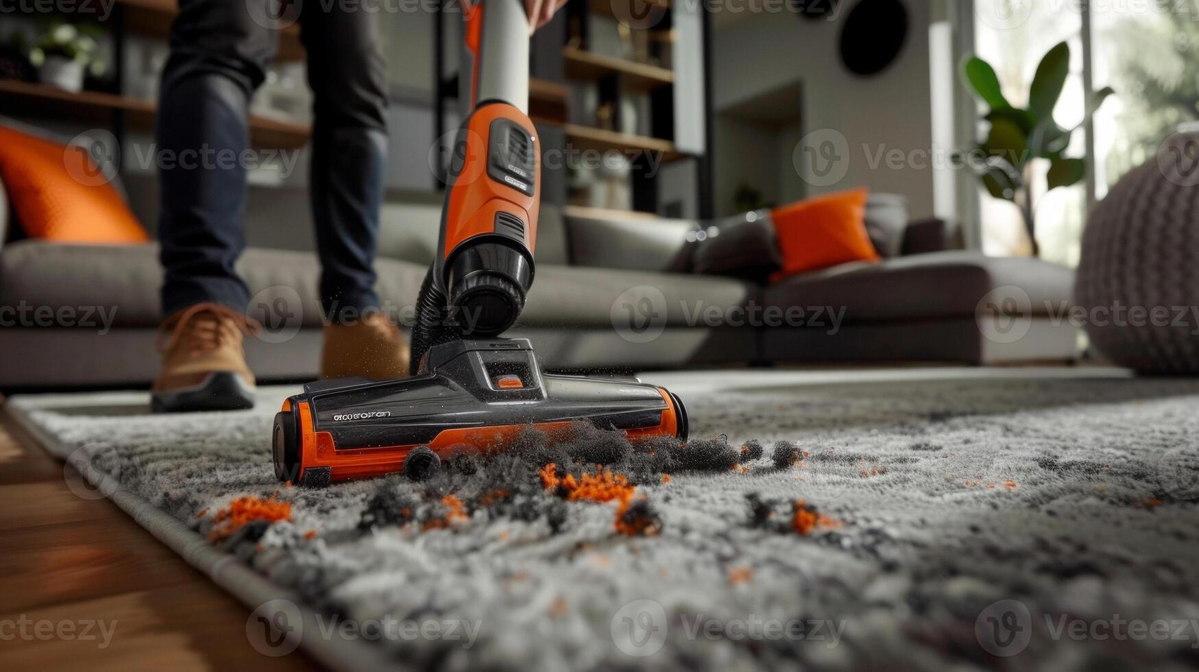 The vacuums rotating wheels designed to effortlessly maneuver and climb over uneven surfaces and rugs photo