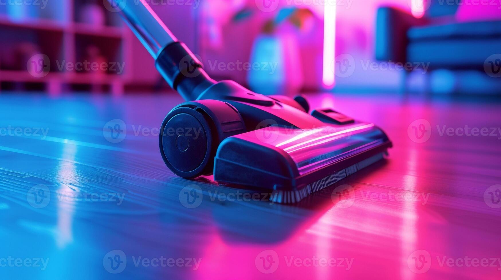 A nozzle attachment stretches out from the vacuum cleaners base equipped with a rotating brush that reaches deep into tight corners and along baseboards photo