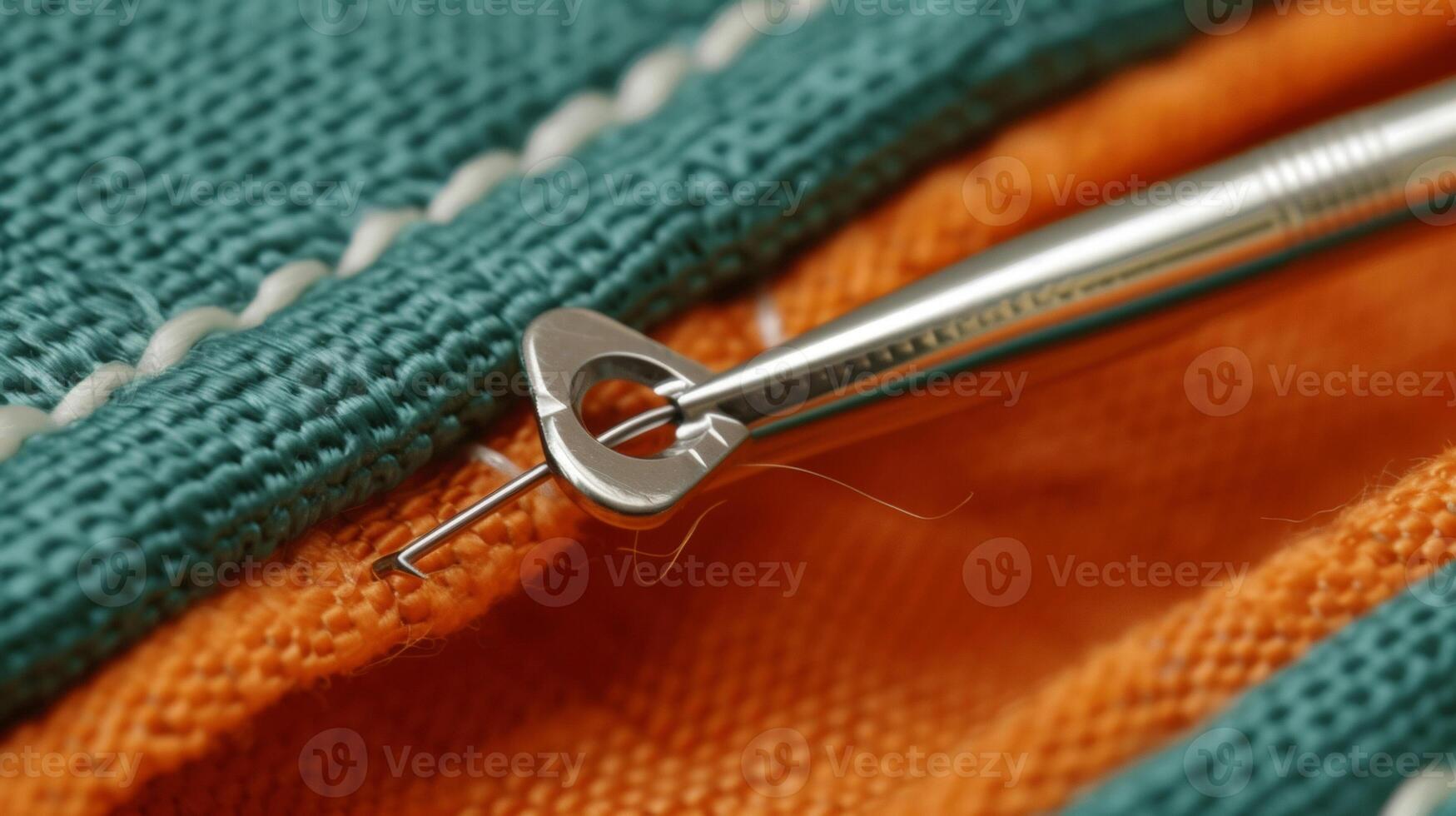 A zoomedin shot of the needle threader a helpful feature for threading the needle with ease photo