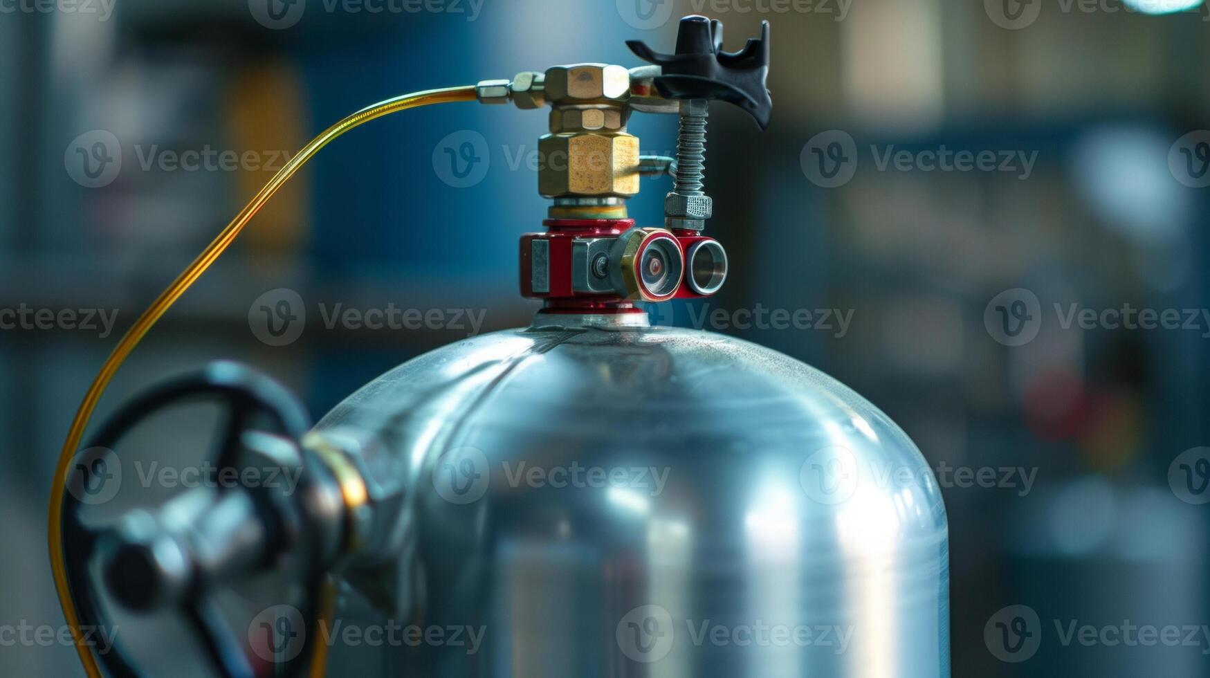 The pressure tank a cylindrical metal container where the compressed air is stored and ready for use photo