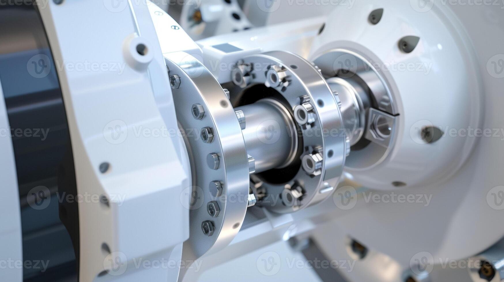 A closeup of the yaw drive mechanism which allows the turbine to rotate and face the wind for optimal energy production photo