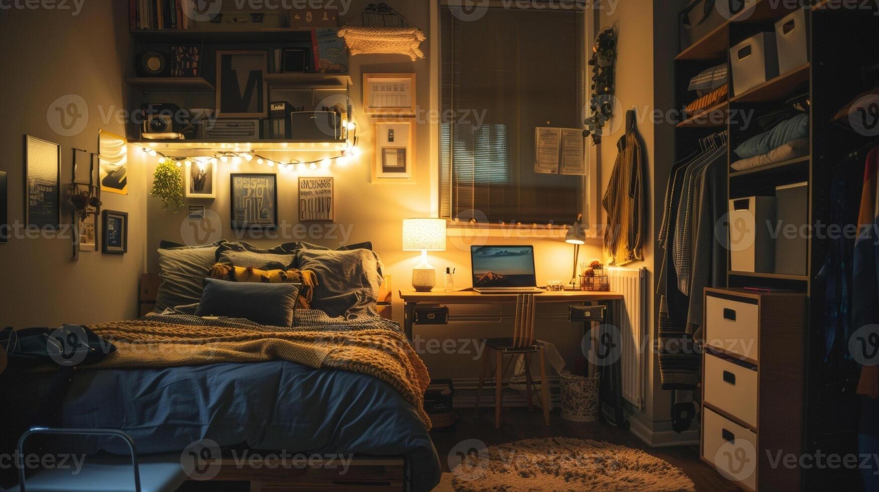 A display of dorm room essentials such as bedding sets desk lamps and storage bins for college students to create a cozy and functional living space photo