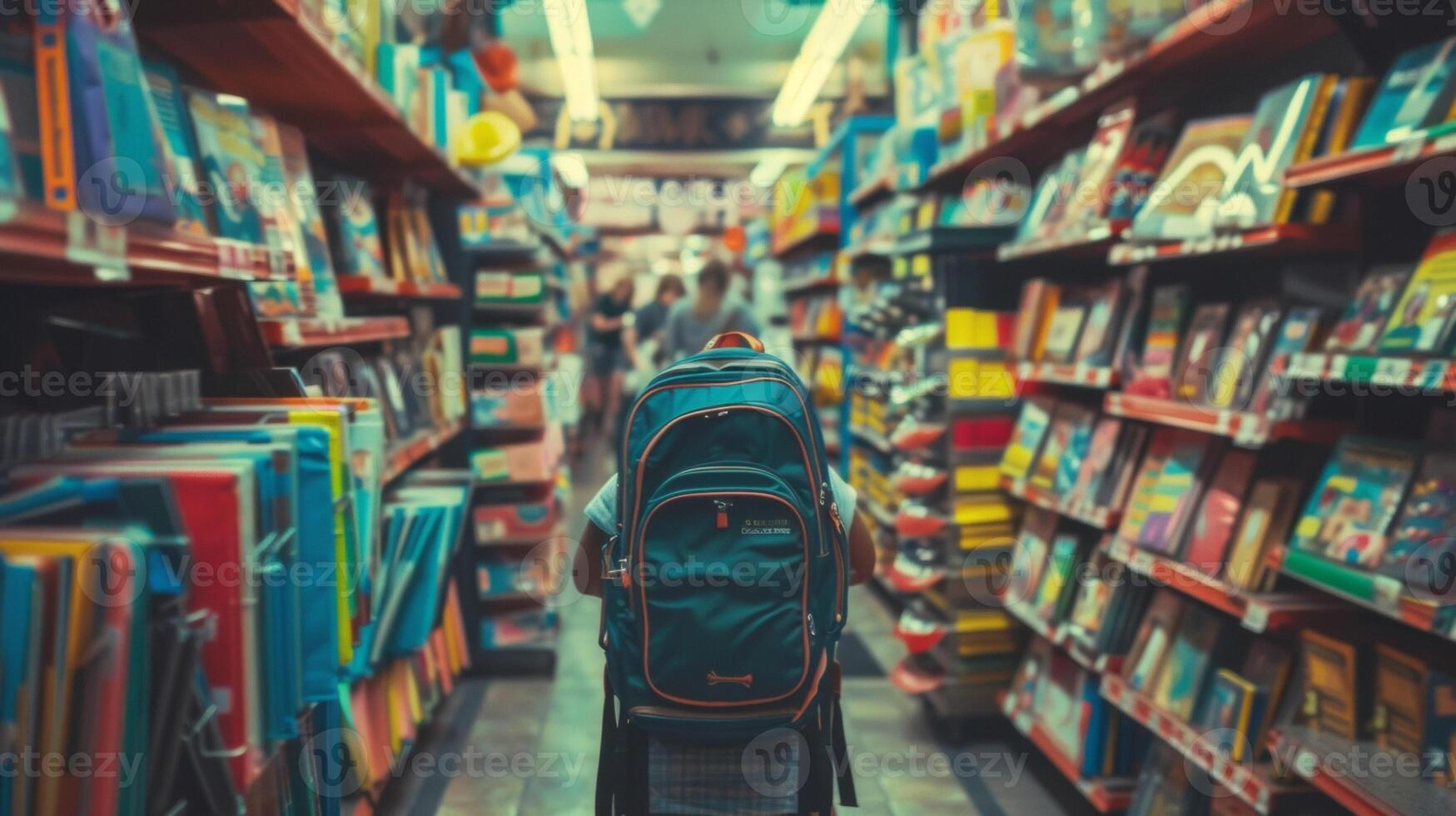 Take a trip down memory lane as nostalgic adults reminisce about their own back to school experiences while shopping for their childrens supplies photo