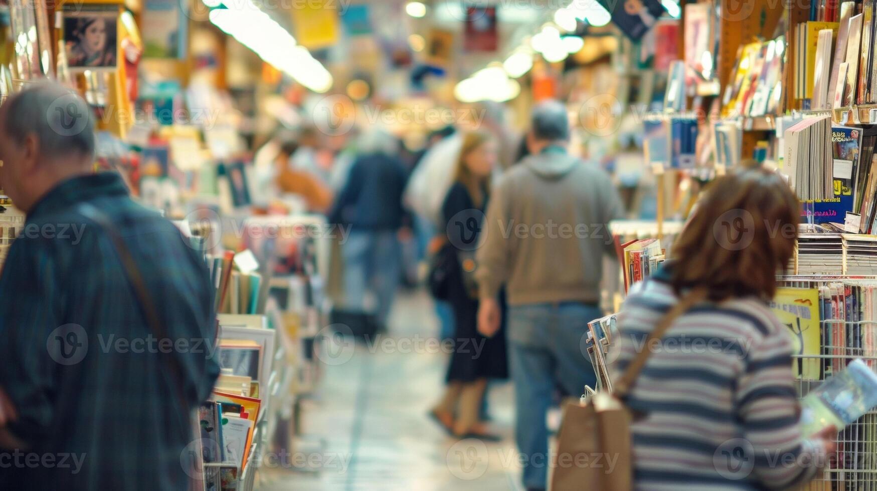 Greeting card aisles are crowded with people browsing through a wide selection of cards ranging from sentimental to humorous to find the perfect words for their loved ones photo