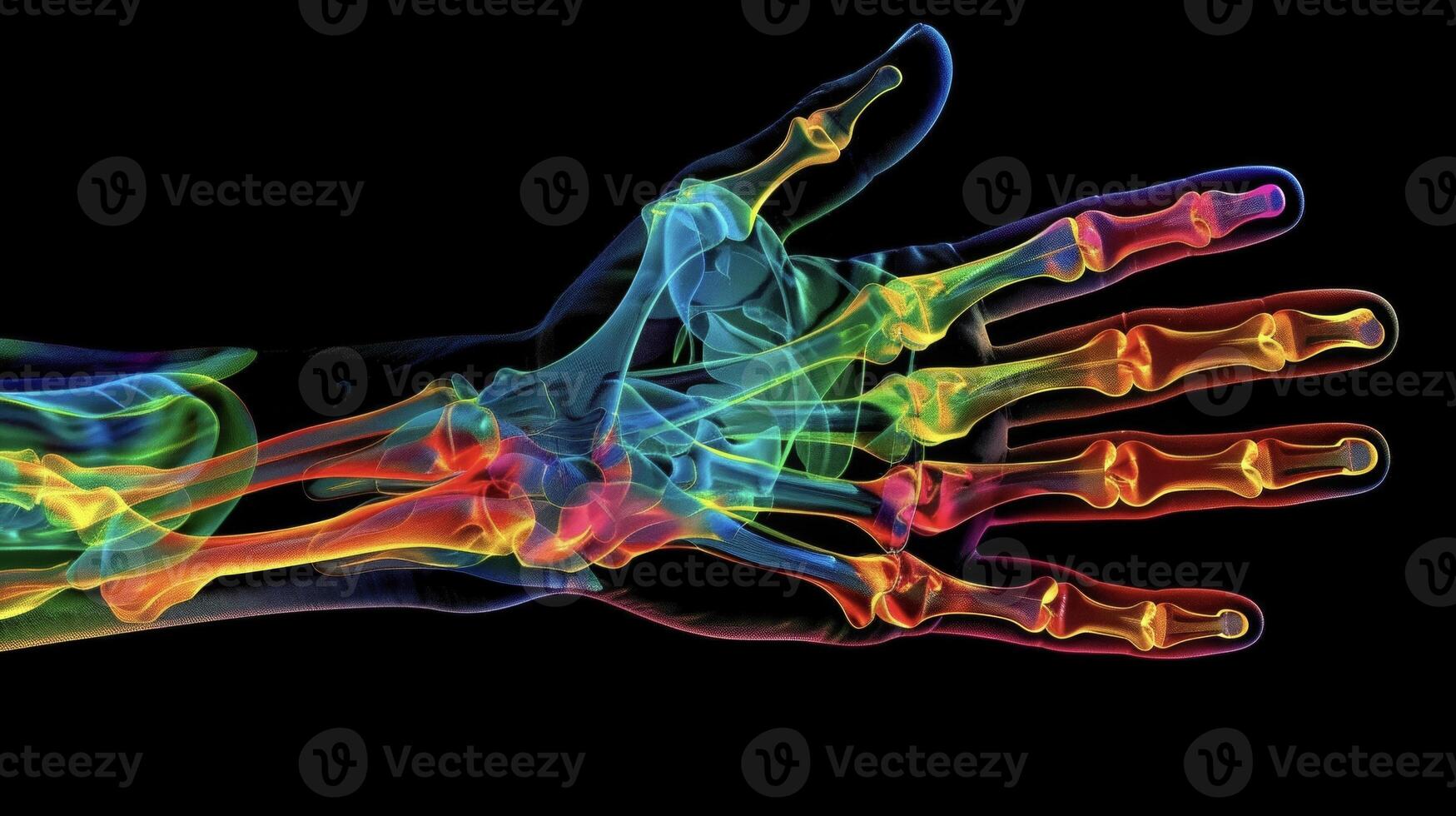 A thermal scan of a persons hand being analyzed by AI technology to detect early signs of rheumatoid arthritis or other jointrelated diseases photo