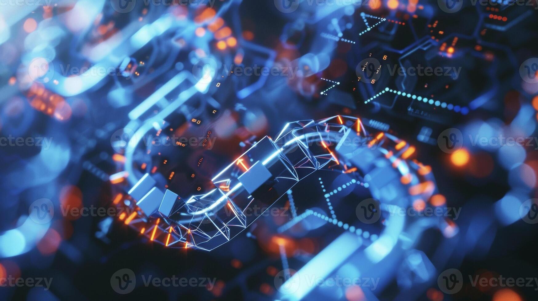 Extreme closeup of a blockchain encryption key being used to protect sensitive medical research data from unauthorized access photo