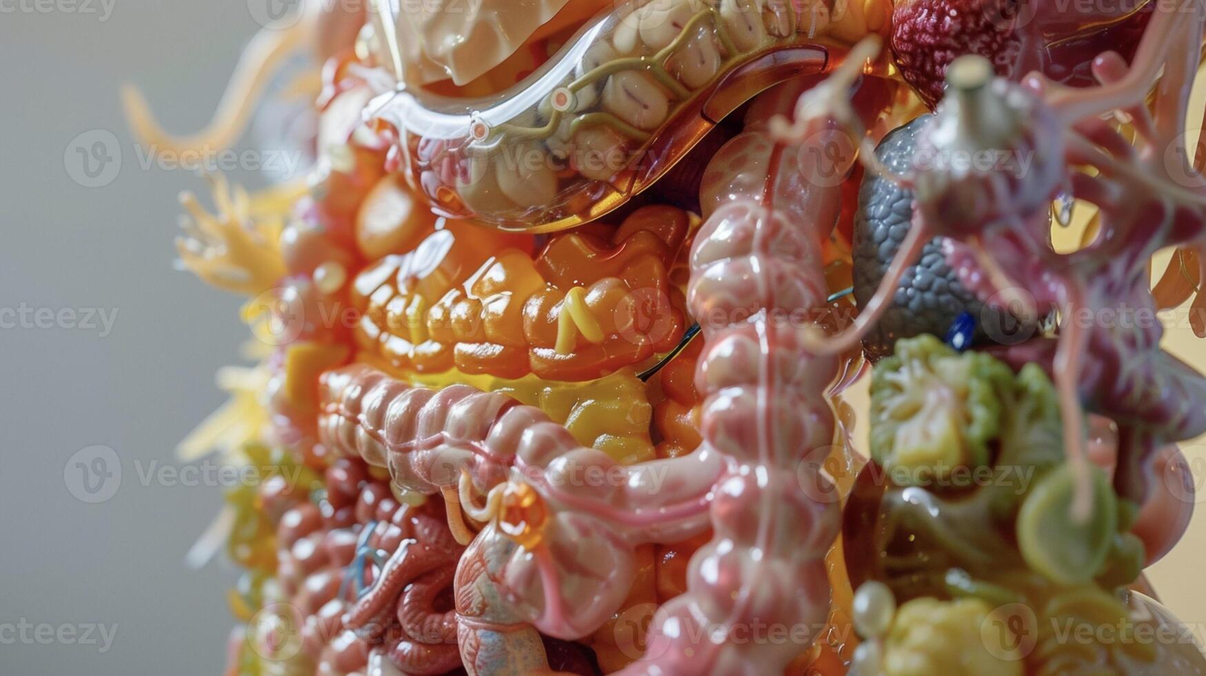 A holographic display of the human digestive system featuring the stomach intestines and other giving students a better understanding of the digestive process and how it impact photo