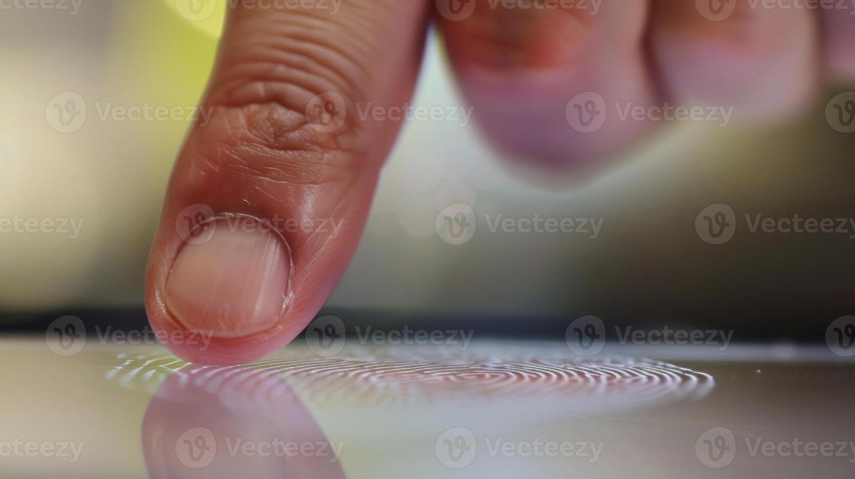 A closeup of a fingerprint being scanned for biometric authentication before accessing the records system photo