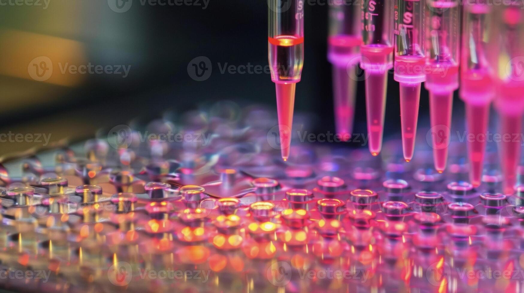 A closeup of a DNA microarray containing thousands of DNA samples for precise and efficient analysi photo