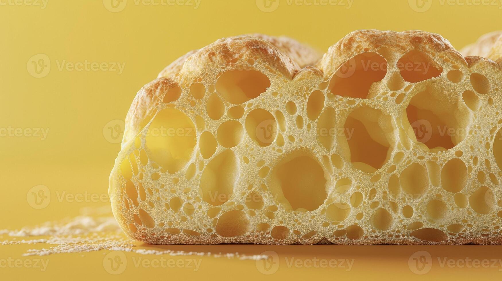 A closeup shot of a slice of soft fluffy dough bread its golden brown crust contrasting against the white interior inviting a bite with its irresistible texture photo