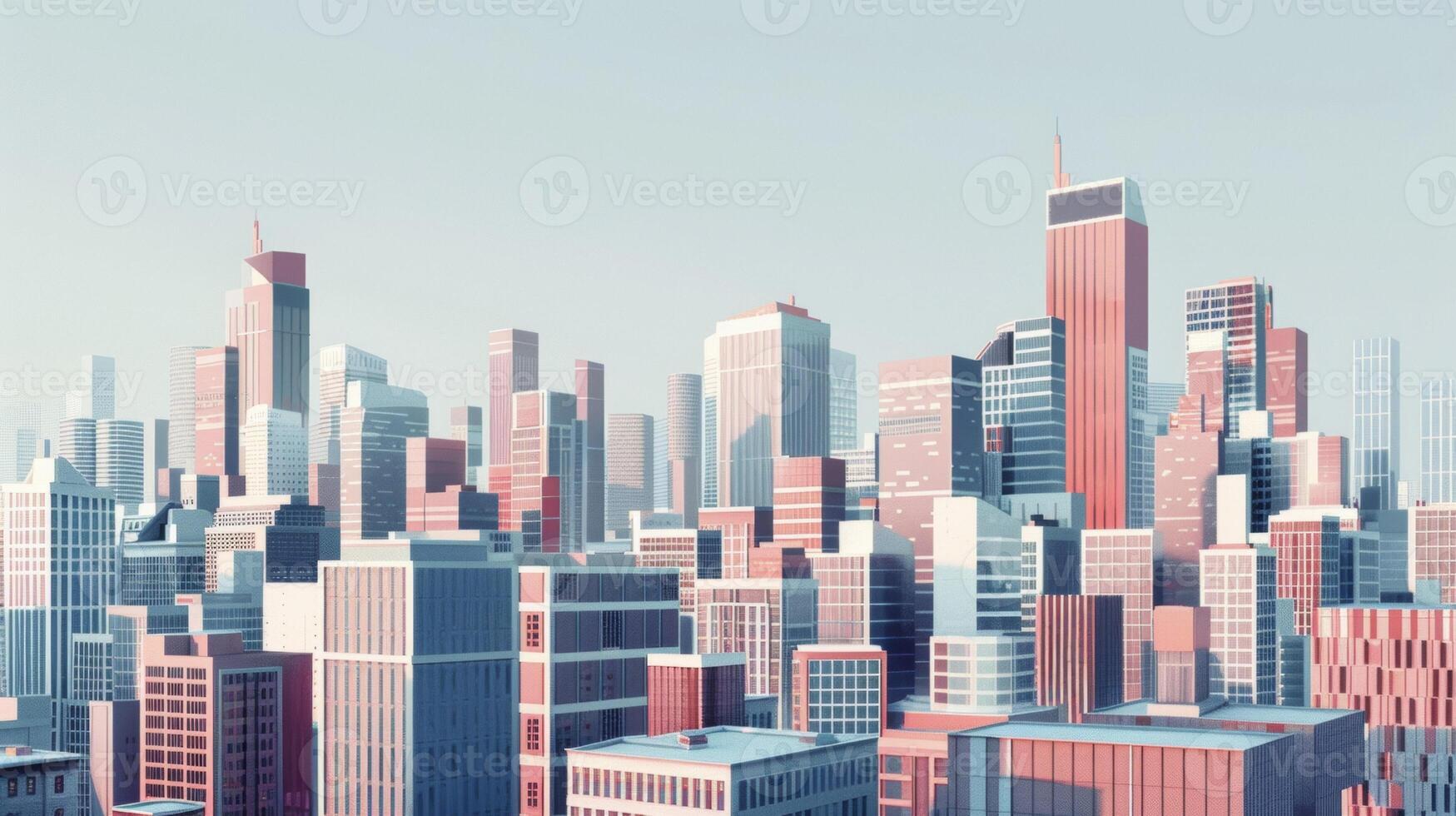 A panoramic view of a metropolis dominated by the towering structures of modern architecture photo