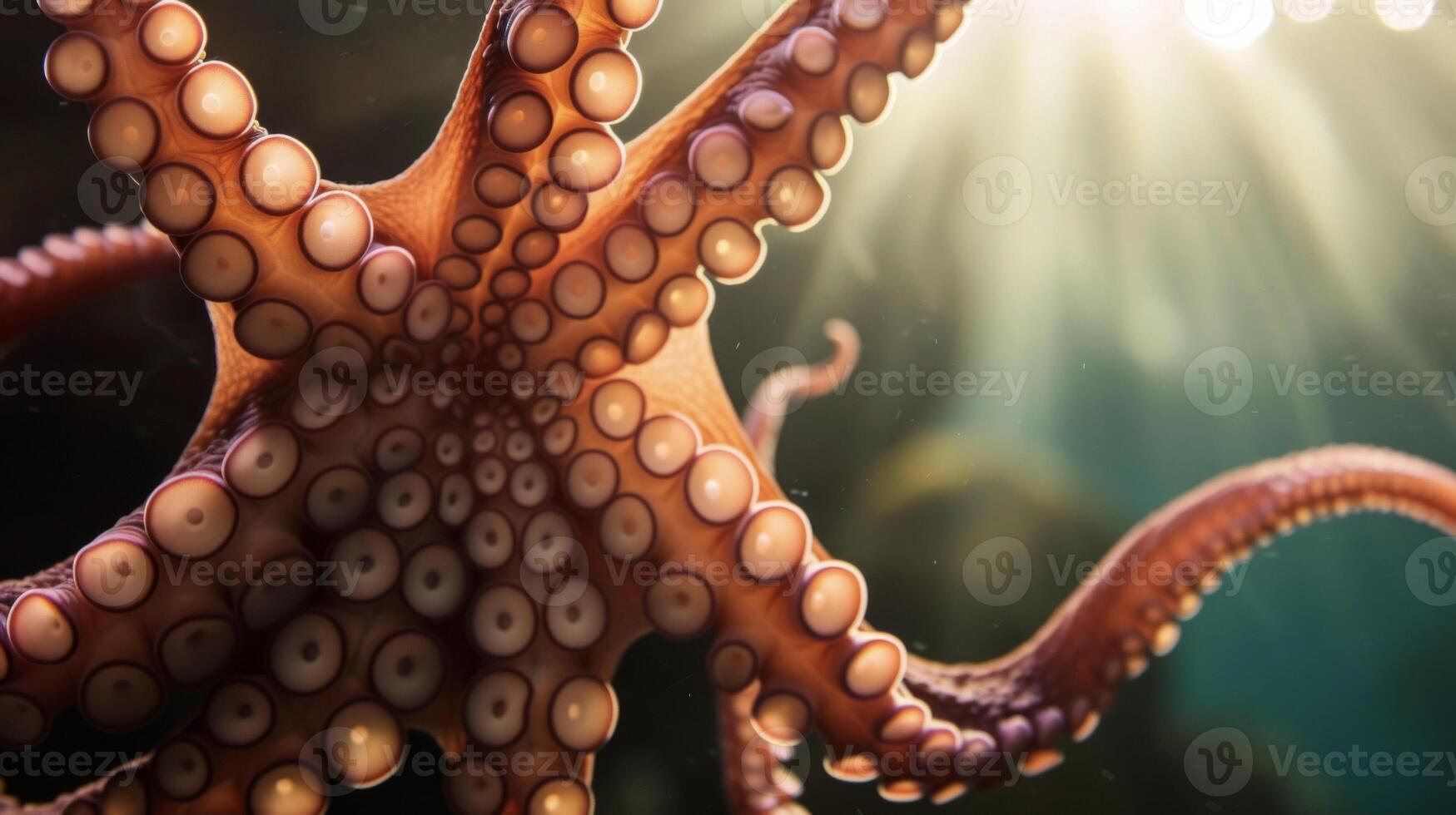 A playful octopus hidden in the shadows tentacles reaching out photo
