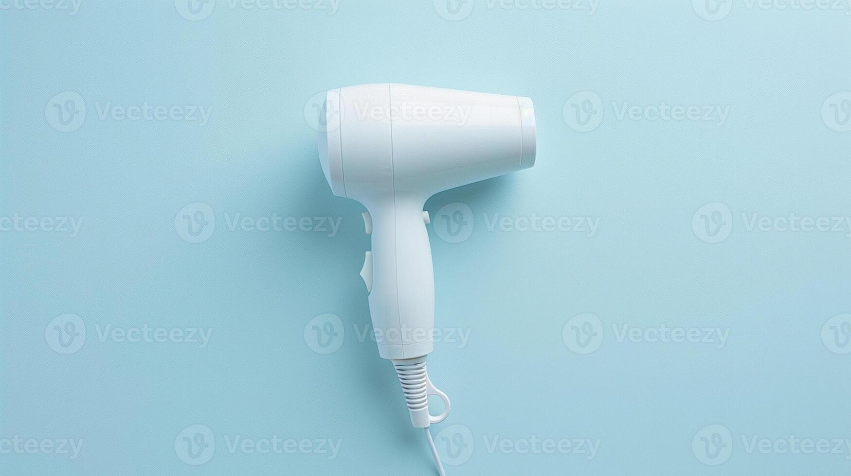 A lightweight hair dryer with a matte white body and a foldable handle for easy storage photo