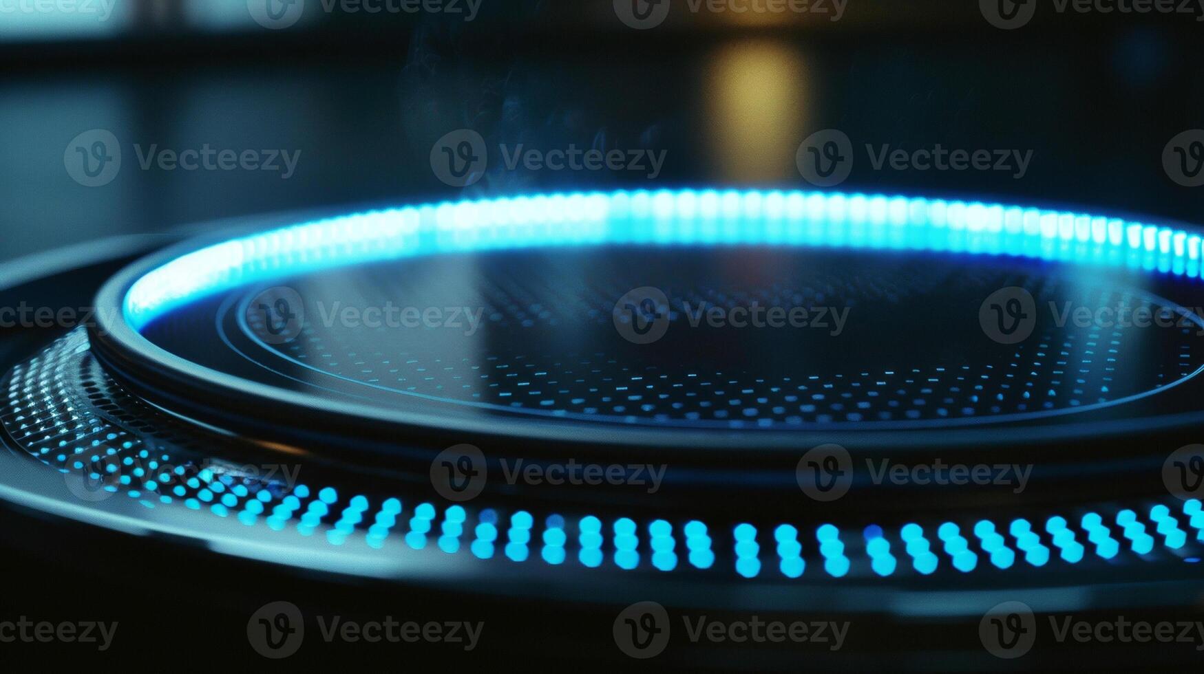 The shimmering blue ring of light that appears around an induction cooktops heating element when it is in use photo