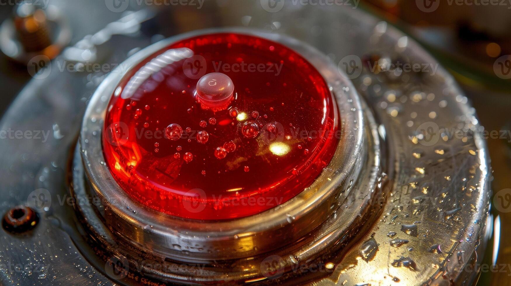 A closeup of a red button with carbonation written above it waiting to be pressed photo