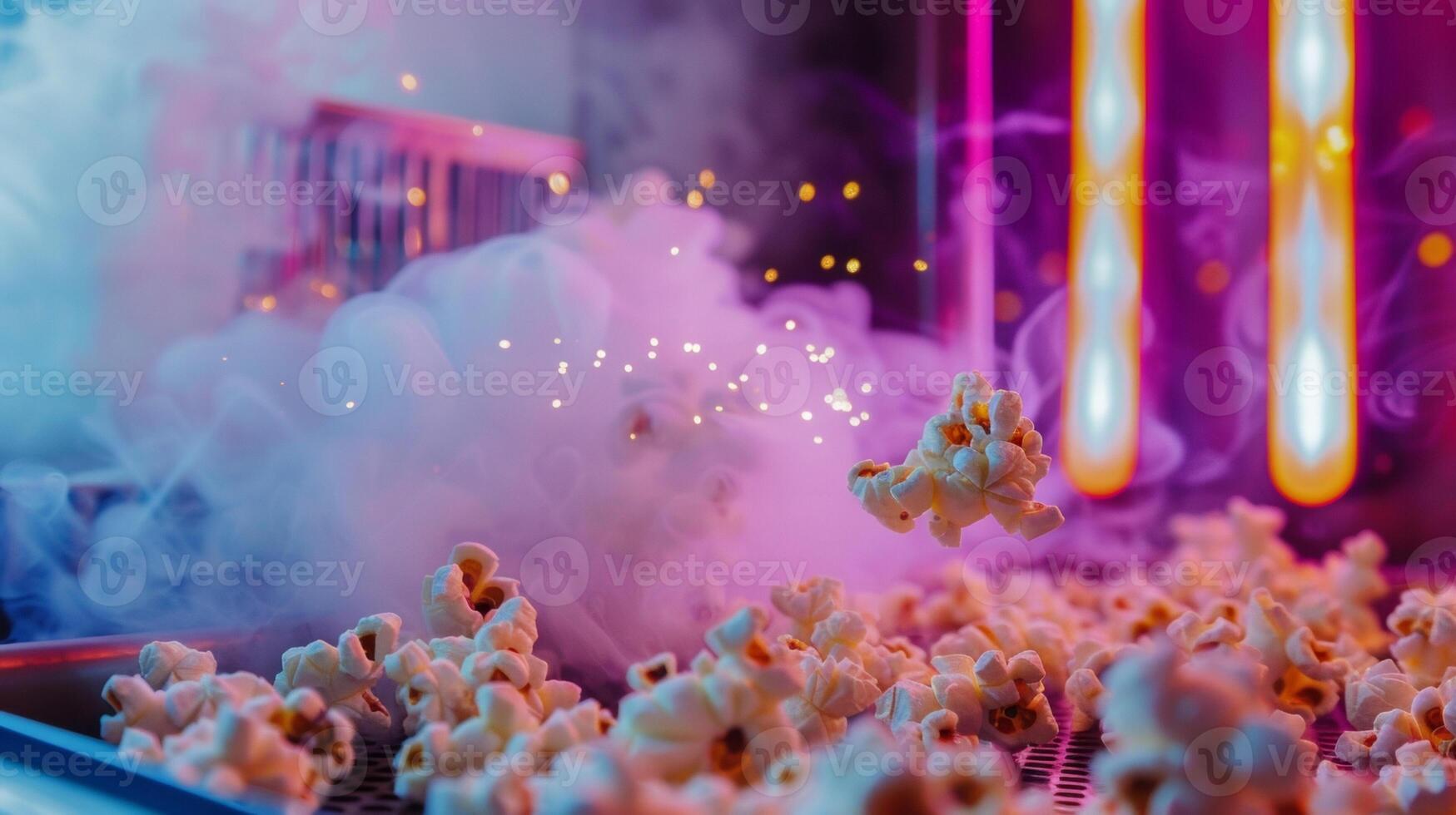 The hot air vent at the back of the machine releasing small puffs of steam as the popcorn pops and expands photo