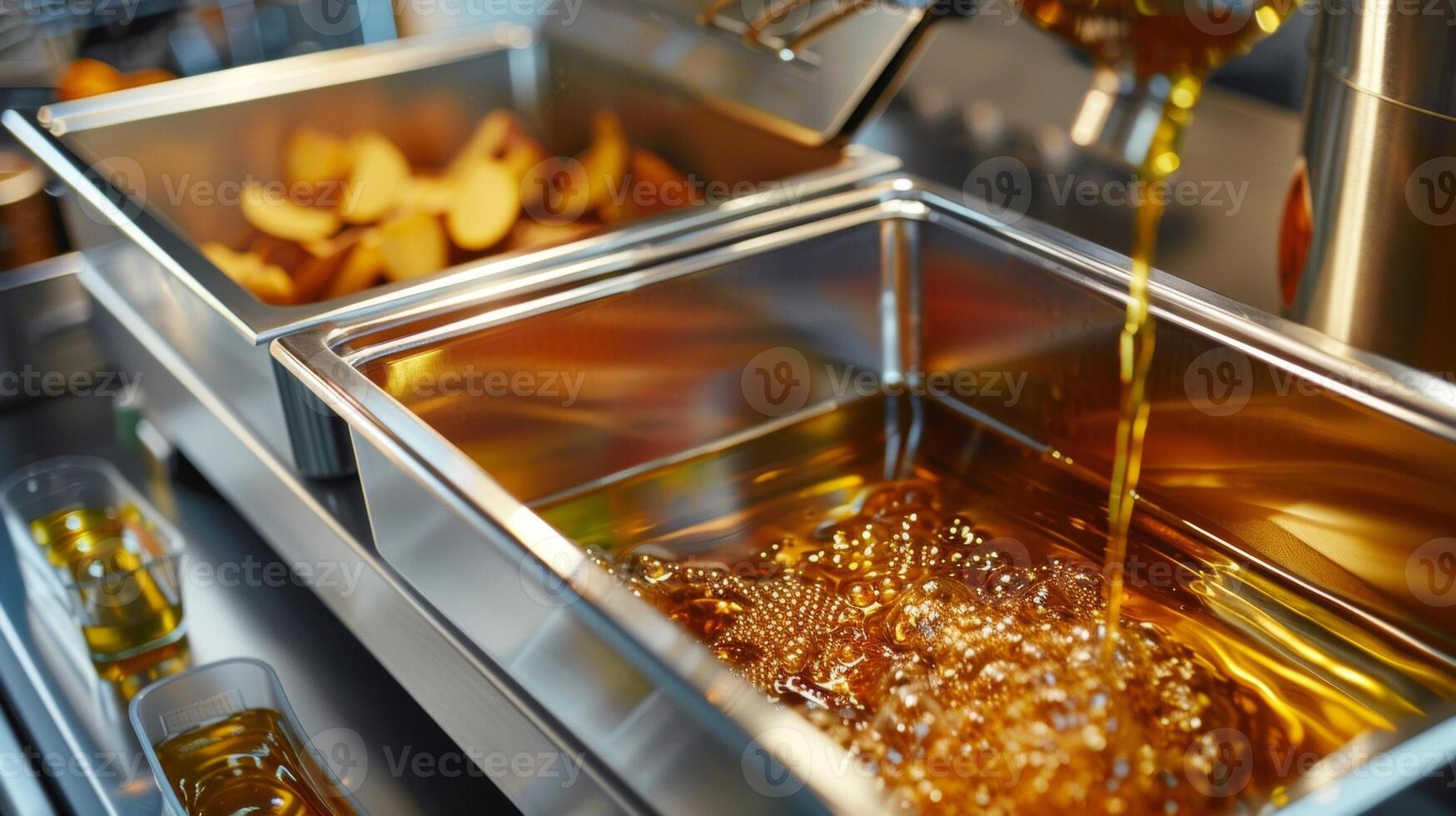 The deep fryers removable oil tank with a convenient pour spout for easy disposal of used oil photo
