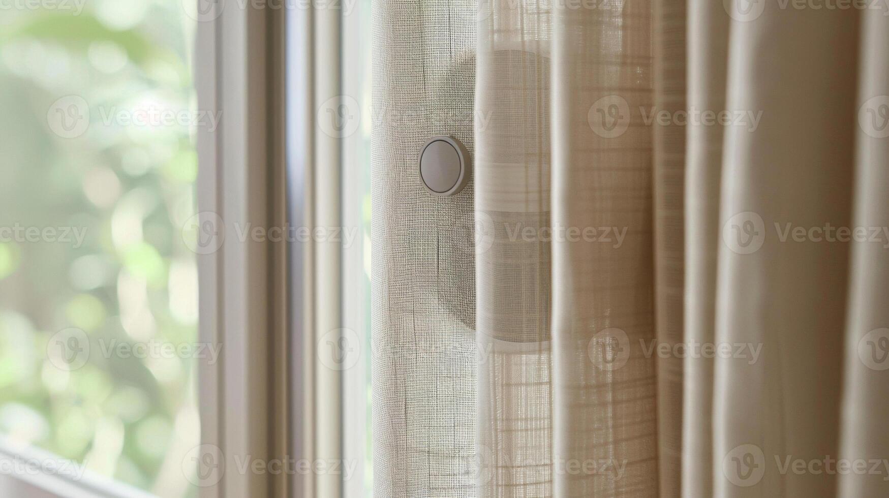 A closeup of the adjustable length feature of the smart curtains can be seen in the eighth photo. This allows for customization of the curtains to fit windows of differen photo