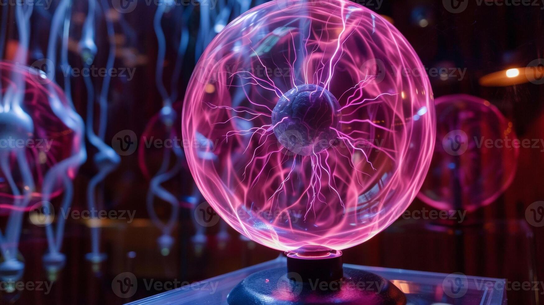 The plasma ball emits a soft buzzing sound as the energy moves around inside photo