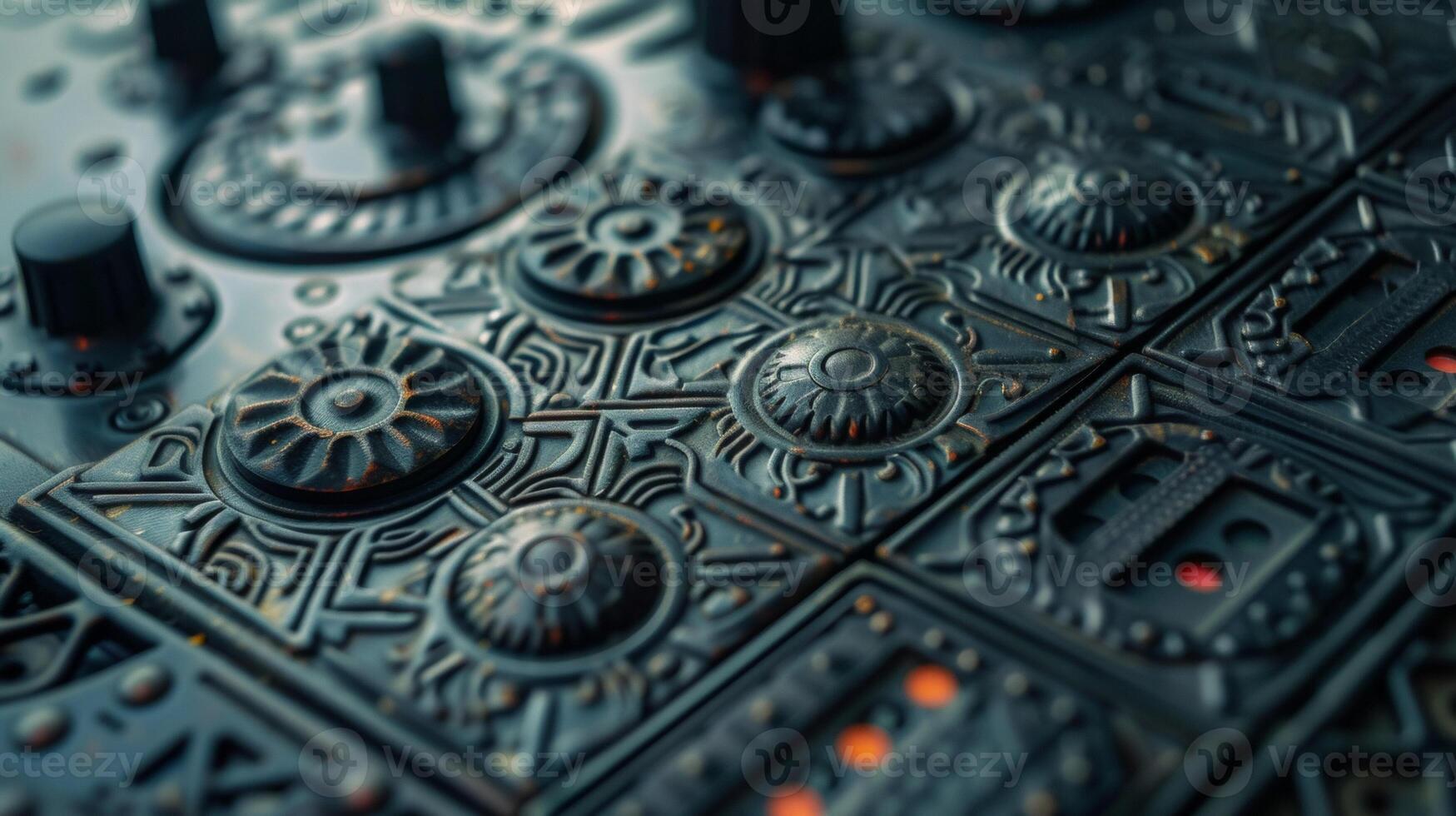 An upclose look at the intricate design of a blenders control panel with buttons arranged in a geometric pattern photo