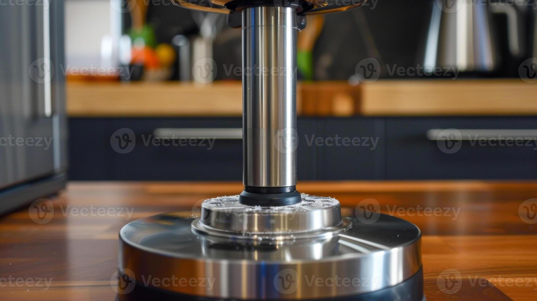 The stainless steel base of a blender and stable to support its powerful blending capabilities photo
