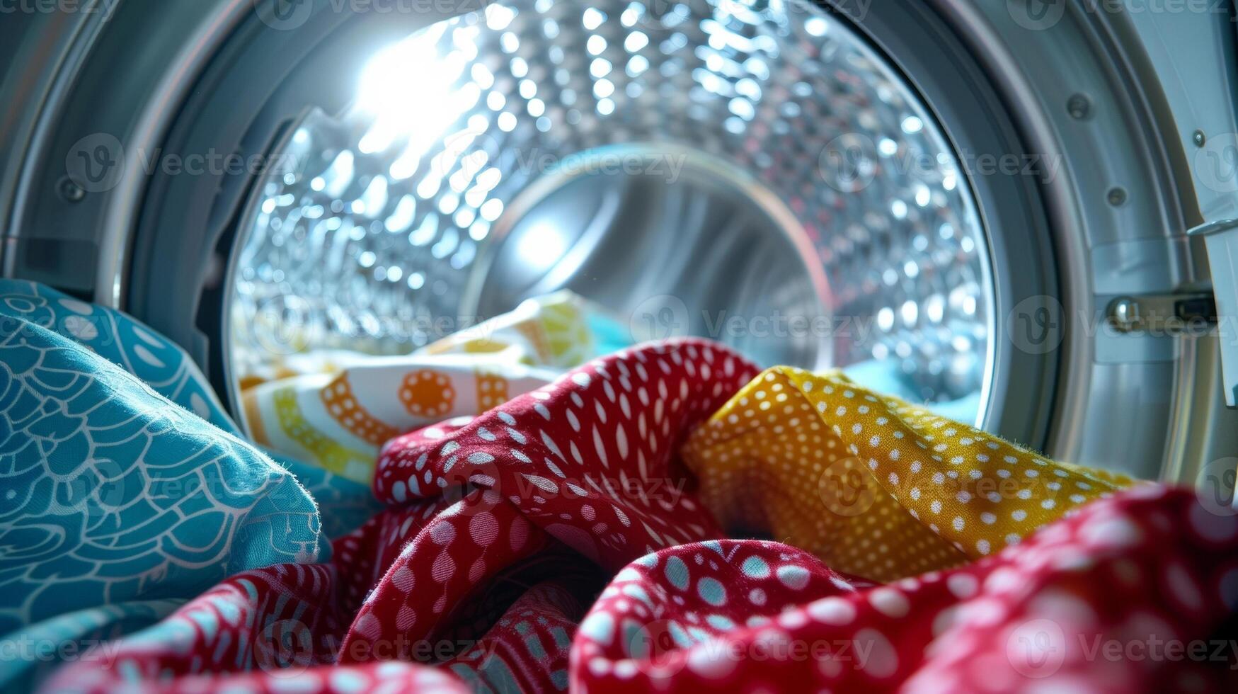 The sound of clothes hitting the sides of the drum can be heard as the dryer spins and rotates photo