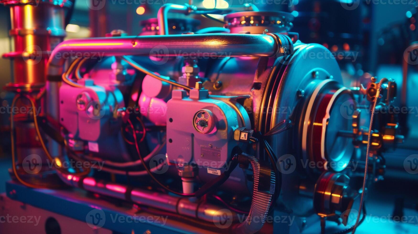 The durable metal frame and casing of the compressor designed to withstand heavy use and protect the inner workings of the machine photo