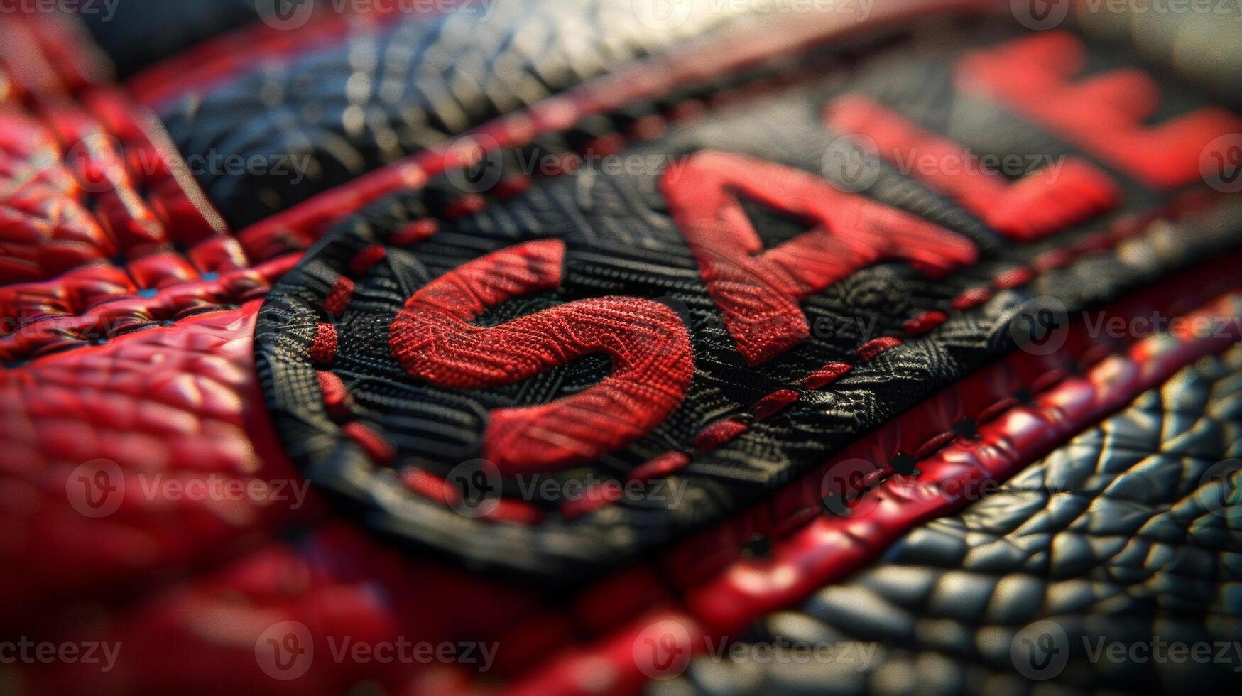 A closeup of a red and black SALE sticker on a product indicating a discount on Cyber Monday photo